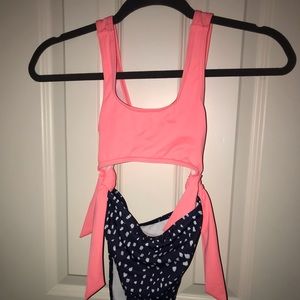 Color Block Cut-out One piece